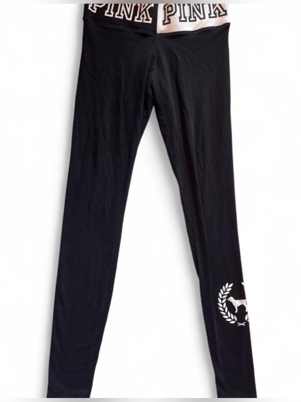 PINK Victoria’s Secret Black Logo Leggings XS Y2K Yoga Athletic Lounge